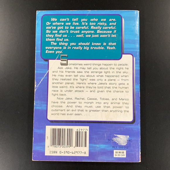 Animorphs #1: The Invasion by K. A. Applegate - Scholastic Paperback Novel - Picture 2 of 8